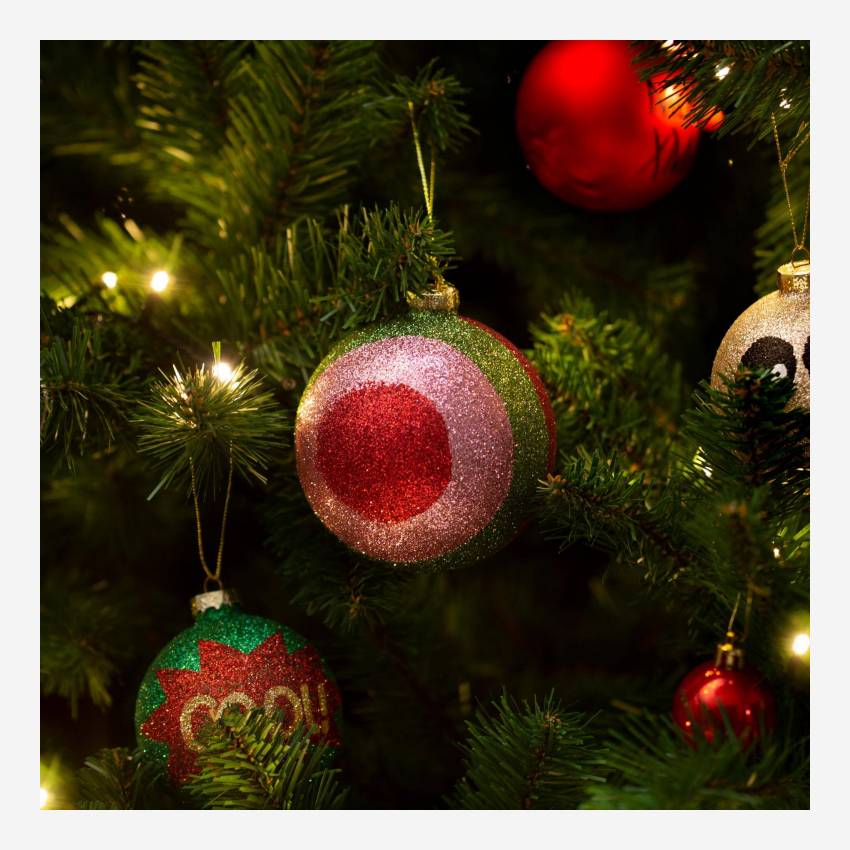 Weihnachtsschmuck - Kugel aus Glas zum Aufhängen - 10 cm - Bunt