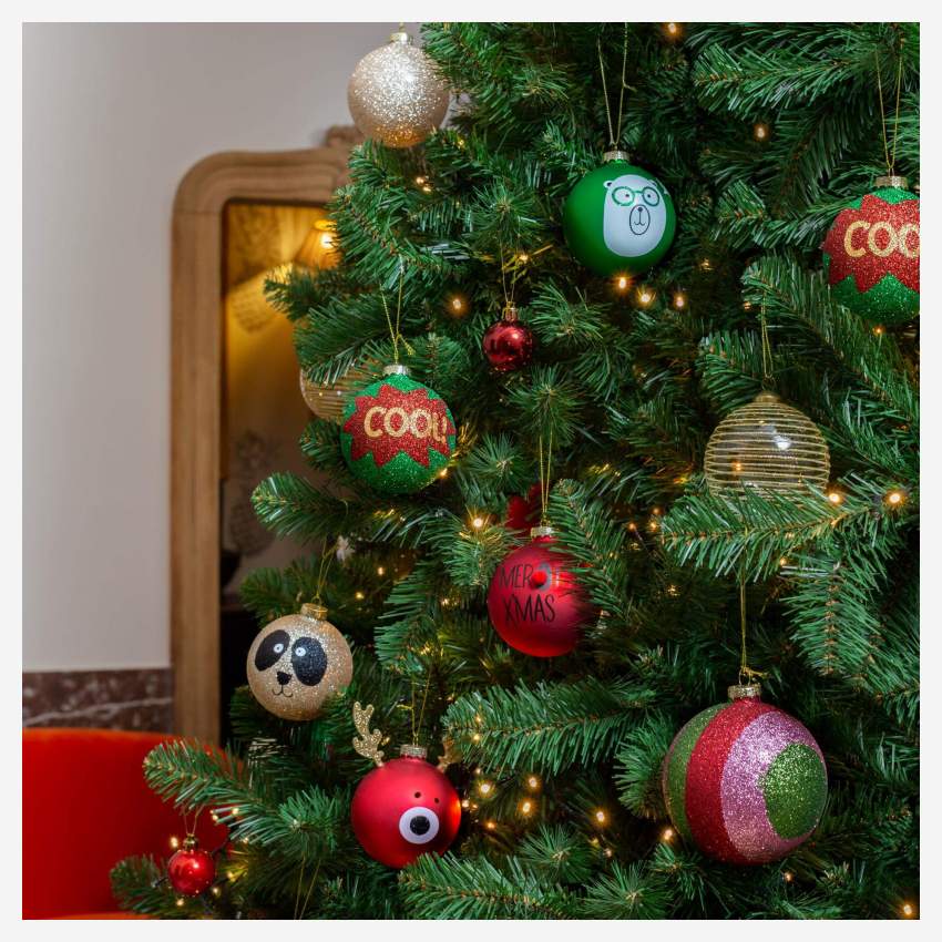 Décoration de Noël - Boule en verre à accrocher - 10 cm - Multicolore