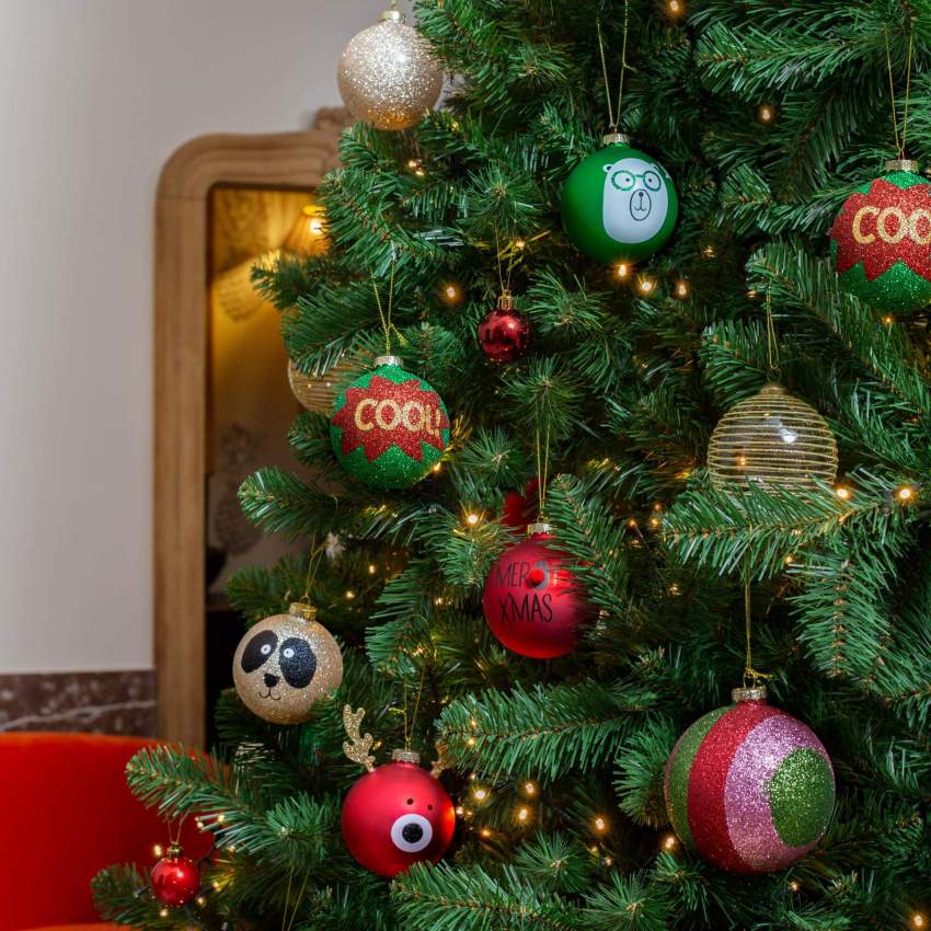 Kerstdecoratie - Bal “beer” van glas om op te hangen - Groen