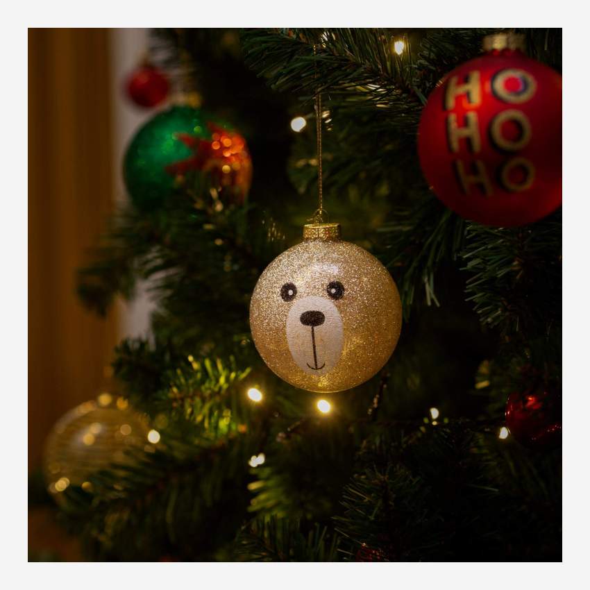 Kerstdecoratie - Bal “Ho Ho Ho” van glas om op te hangen - Rood