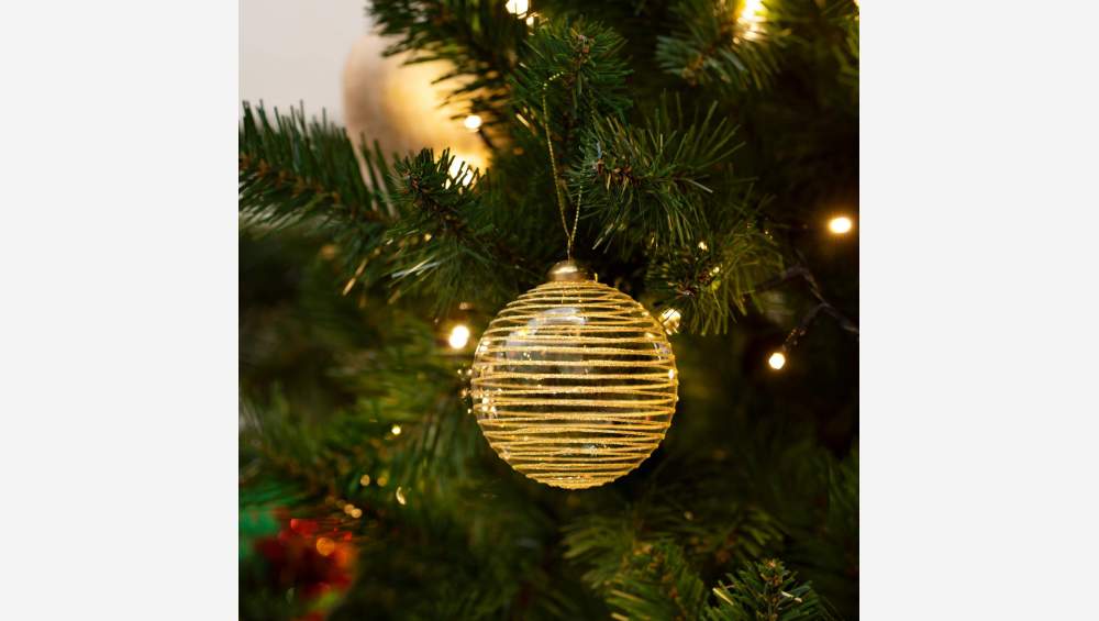 Bola de Navidad con rayas doradas 