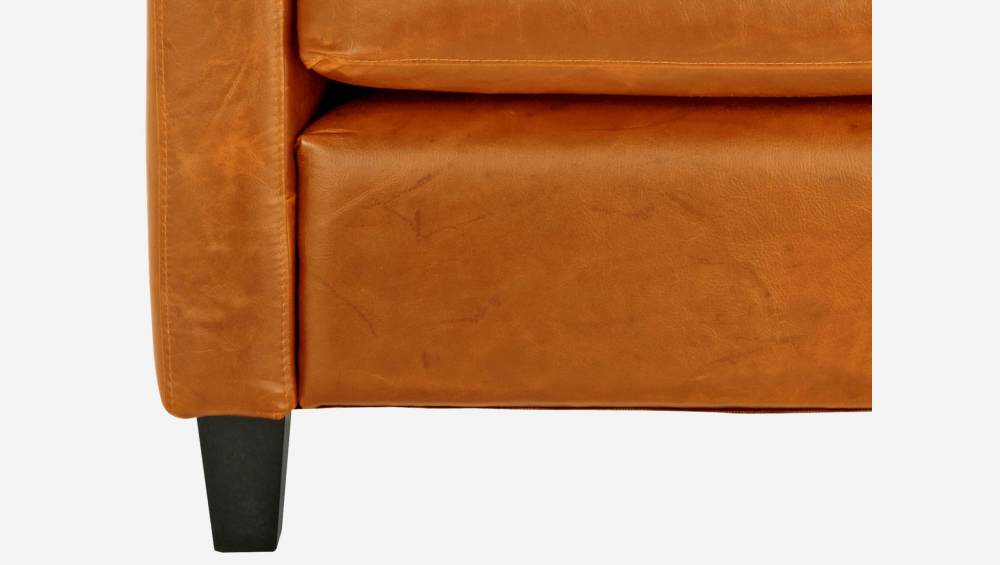Sessel aus Leder - Cognacbraun - Schwarze Füße