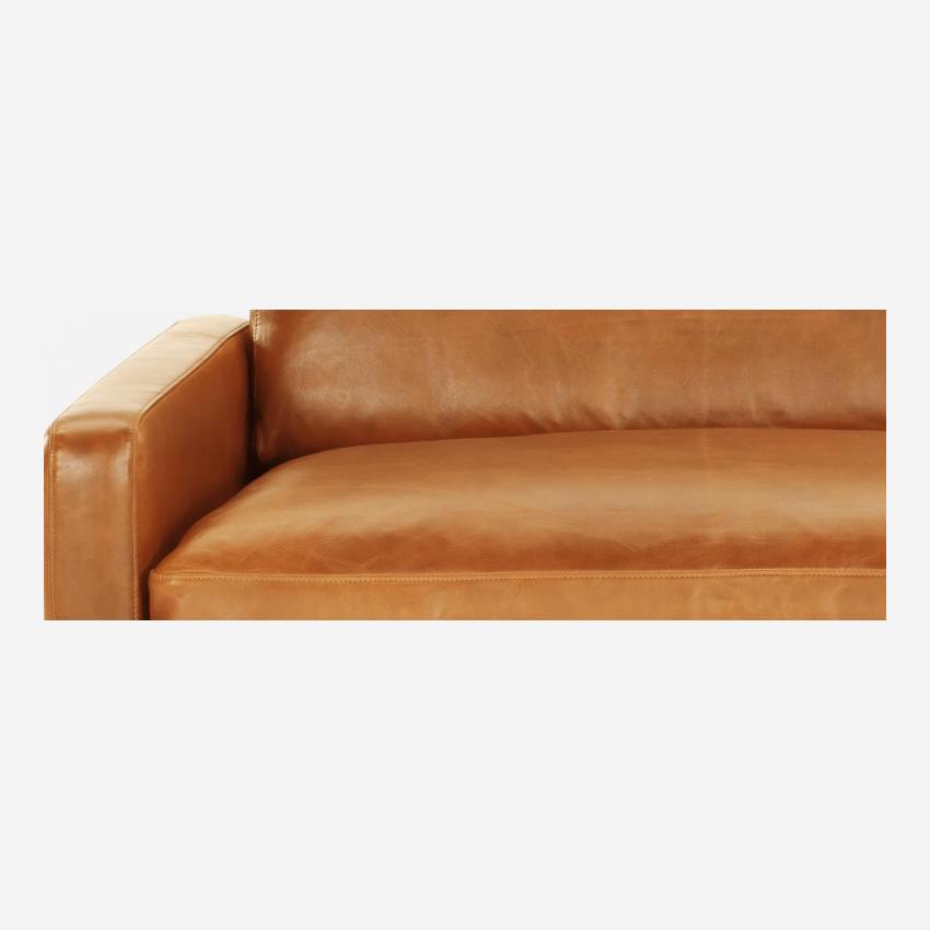 Sofá compacto de piel - Coñac - Patas negras