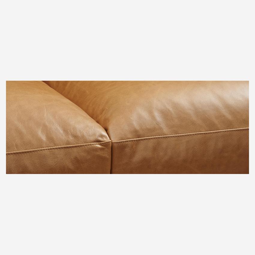 3-Sitzer-Sofa aus Leder - Cognacbraun - Schwarze Füße