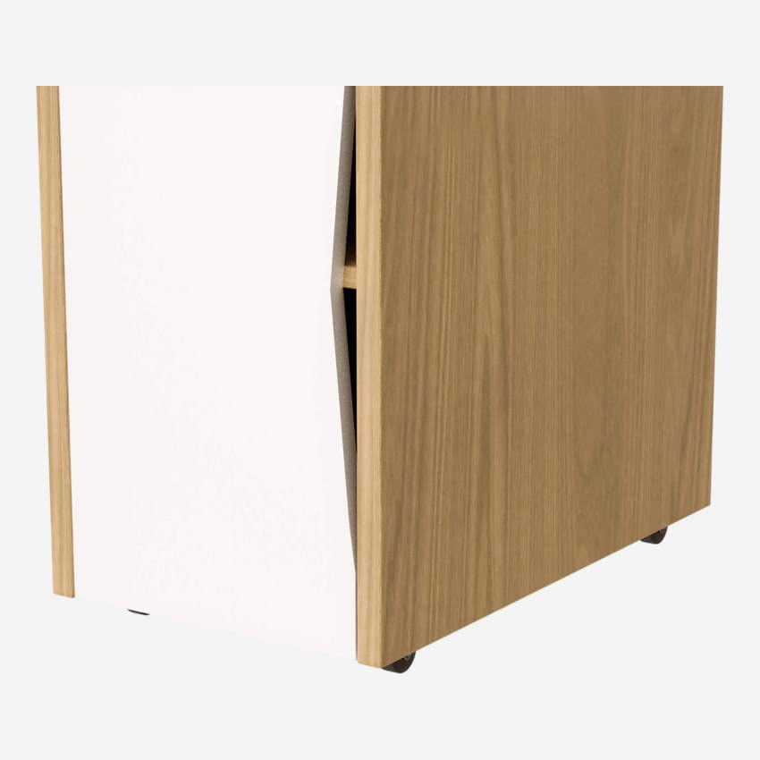 Schubladenelement für Schreibtisch aus Eiche - Naturfarben und Weiß