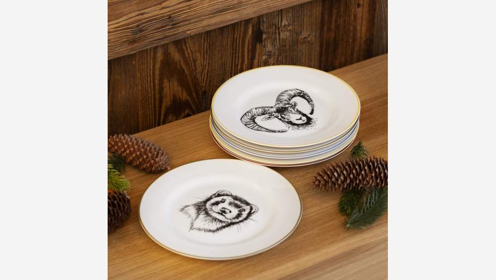 Set 4 platos de postre de porcelana - Design by F. Jacques