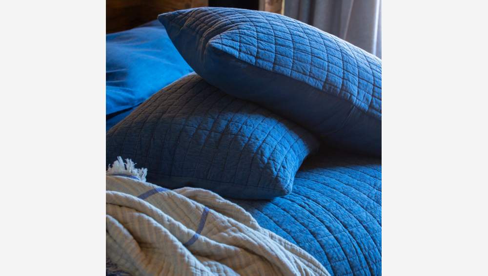Bettüberwurf aus Baumwolle - 220 x 90 cm - Blau