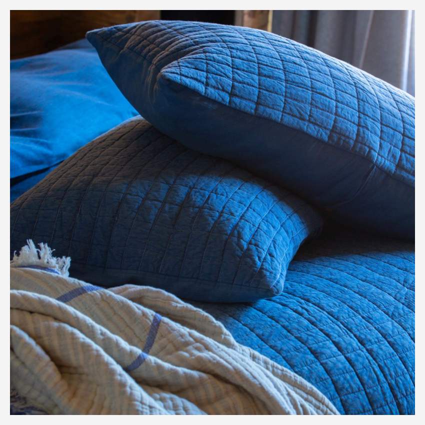 Bettüberwurf aus Baumwolle - 220 x 90 cm - Blau