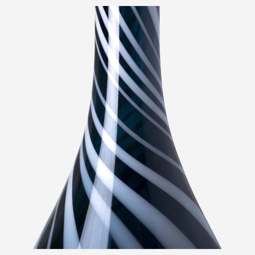 Vase aus mundgeblasenem Glas - 20 x 53 cm - Nachtblau & Weiß