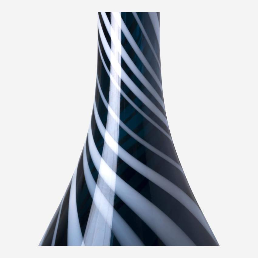 Vase aus mundgeblasenem Glas - 20 x 53 cm - Nachtblau & Weiß