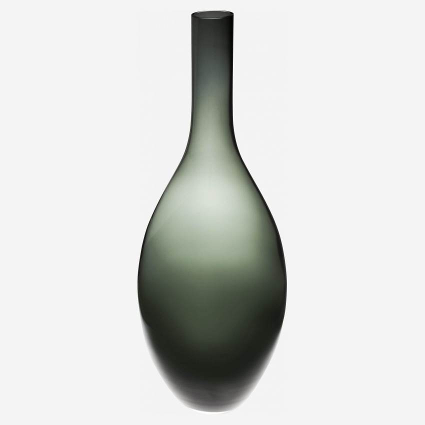 Vase aus mundgeblasenem Glas - 53 x 20 cm - Rauchgrau