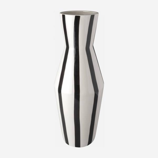 Vase aus Keramik - 18,3 x 46,5 cm - Schwarzes Streifenmuster