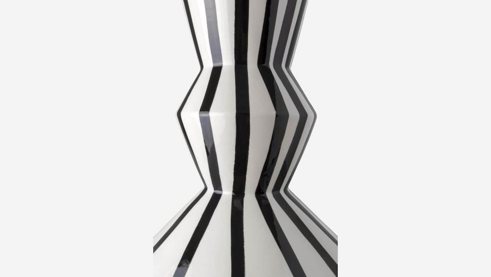 Vase aus Keramik - 23,5 x 38 cm - Schwarzes Streifenmuster