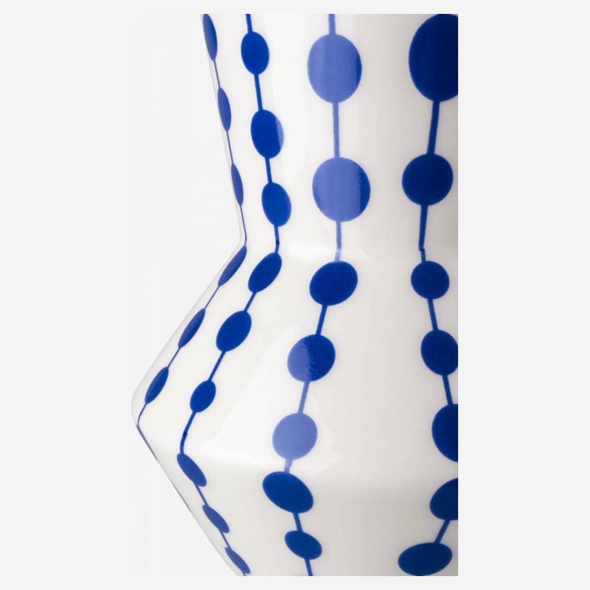 Vaso in ceramica - 13 x 21,5 cm - Motivo a punti blu