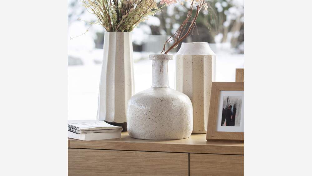 Vase aus Sandstein - 30 cm - Beige