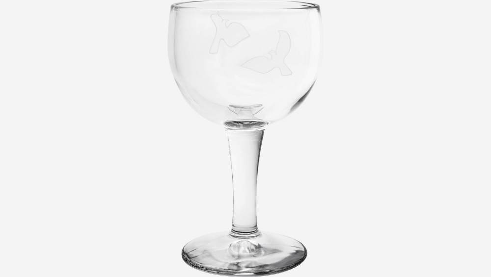 Verre à pied en verre - 260 ml - Motif oiseau by Floriane Jacques