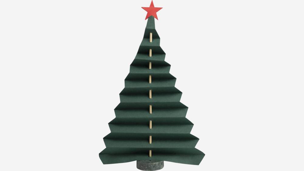 Decoração de Natal - Árvore de papel p/ pousar - Verde escuro