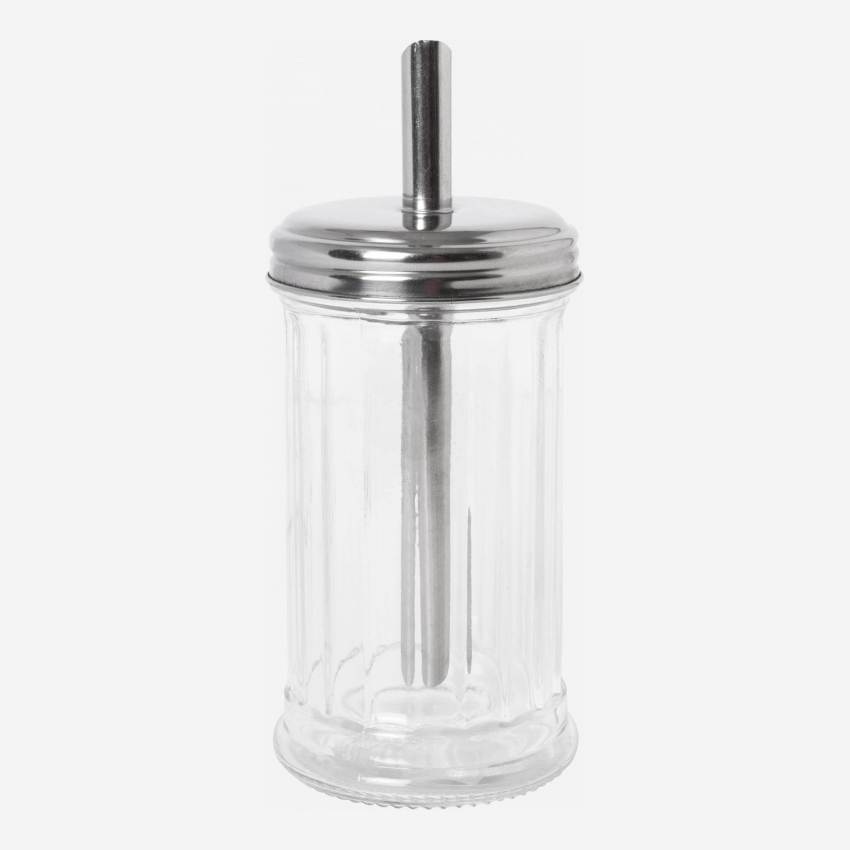 Zuccheriera con dosatore in vetro e metallo - Trasparente