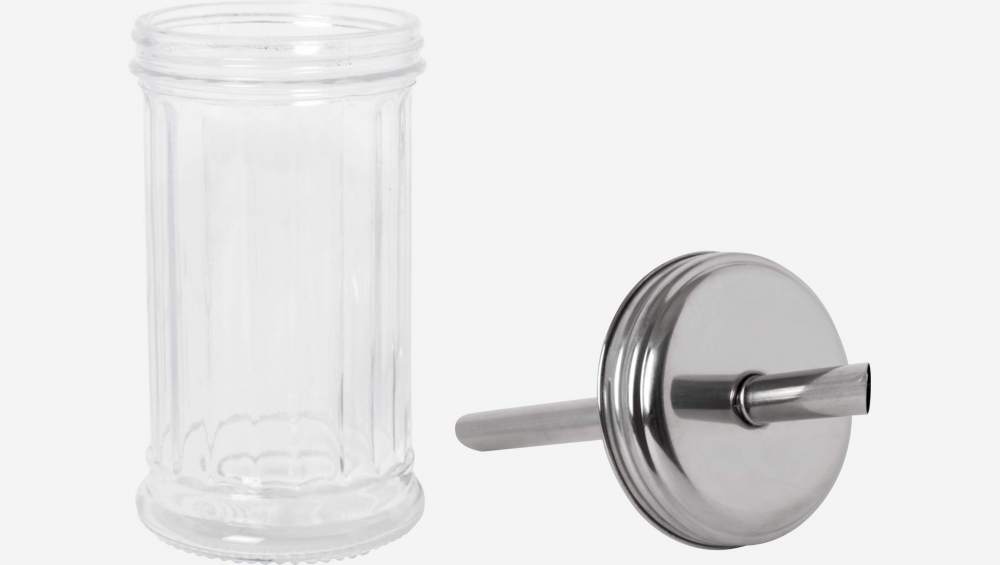 Zuccheriera con dosatore in vetro e metallo - Trasparente
