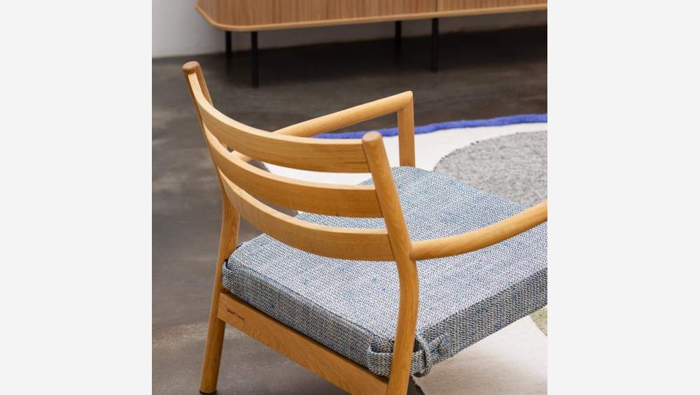 Fauteuil en chêne massif et tissu - Bleu