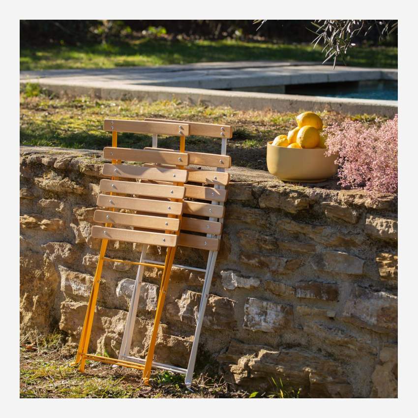 Cadeira de jardim dobrável em aço - Amarelo