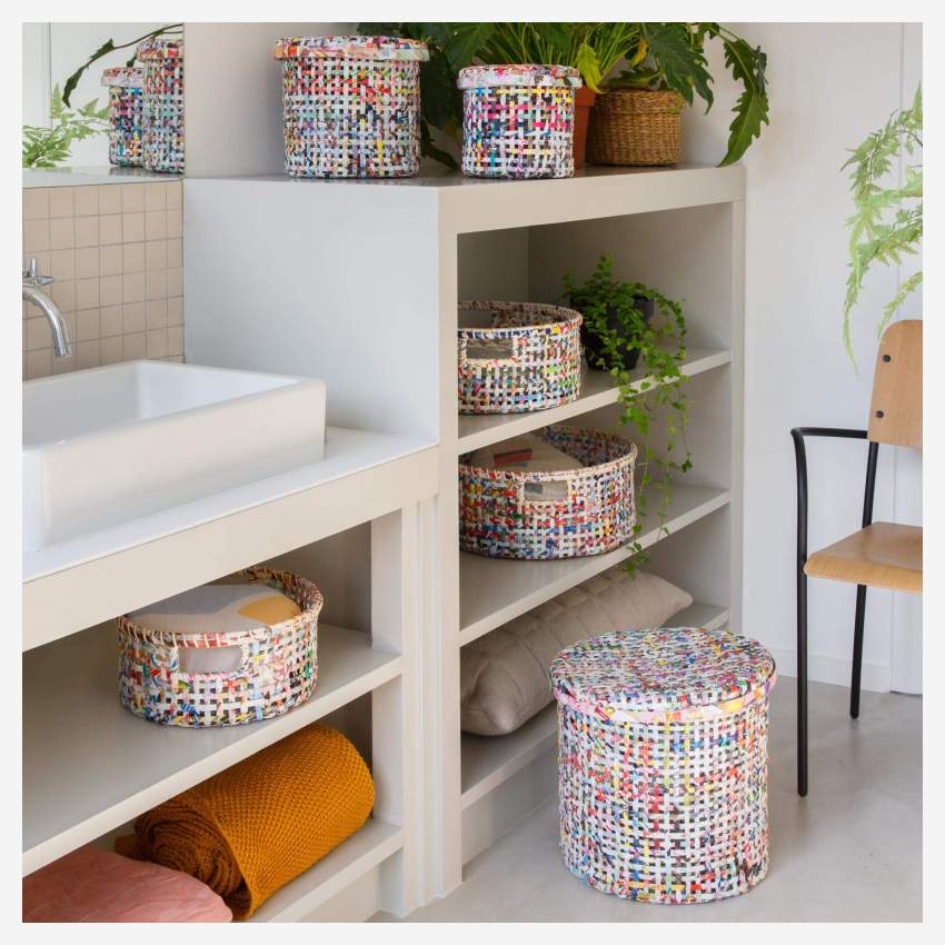 Set van 3 manden van gerecycled papier - Multicolor