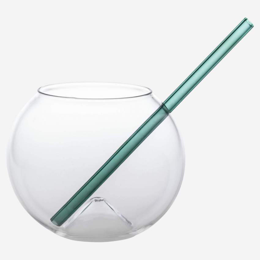 Set van 2 cocktailglazen van glas met rietje – 450 ml - Transparant