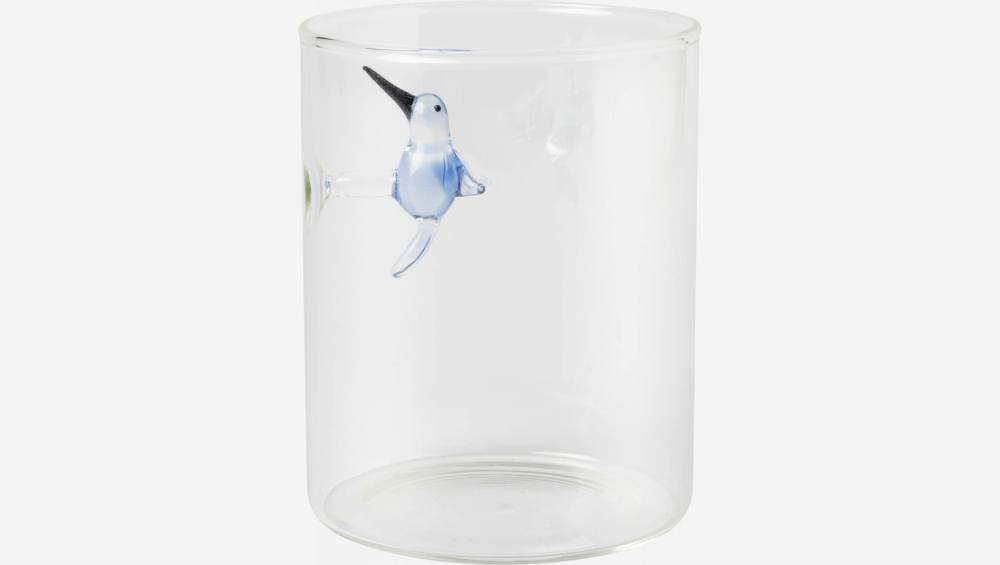 Bicchiere di vetro con uccello - Trasparente
