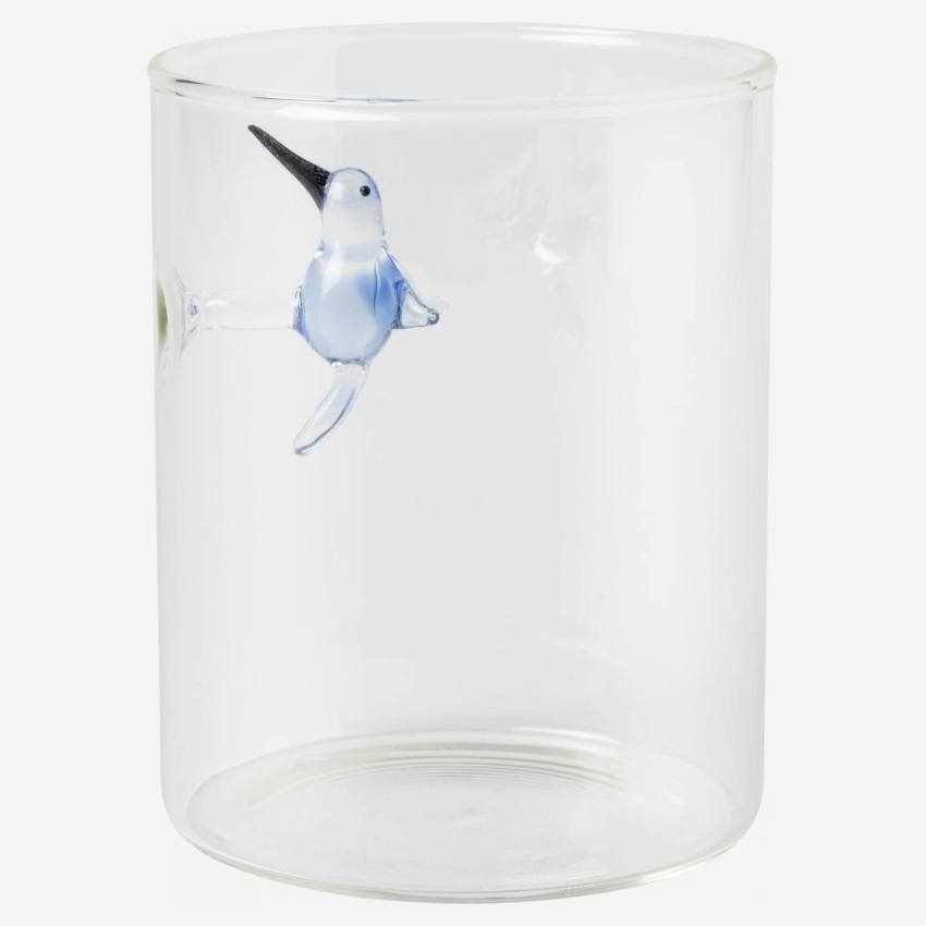 Bicchiere di vetro con uccello - Trasparente
