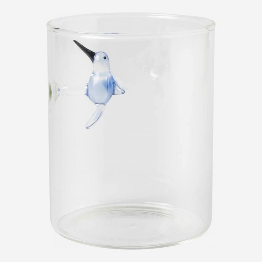 Copo em vidro com pássaro - Transparente 
