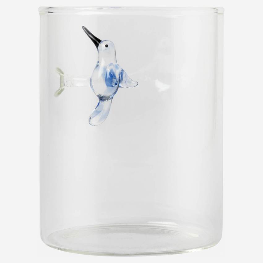Copo em vidro com pássaro - Transparente 