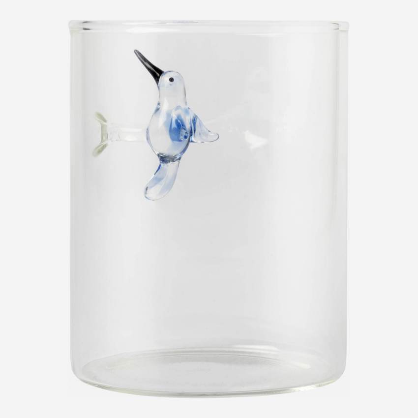 Vaso de vidrio con pájaro - Transparente