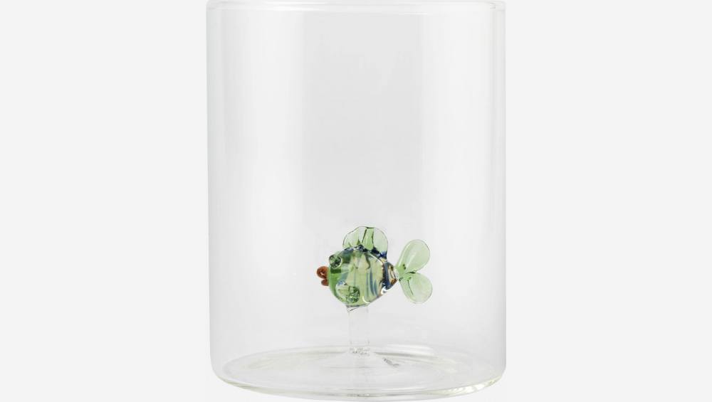 Copo em vidro com peixe - Transparente 