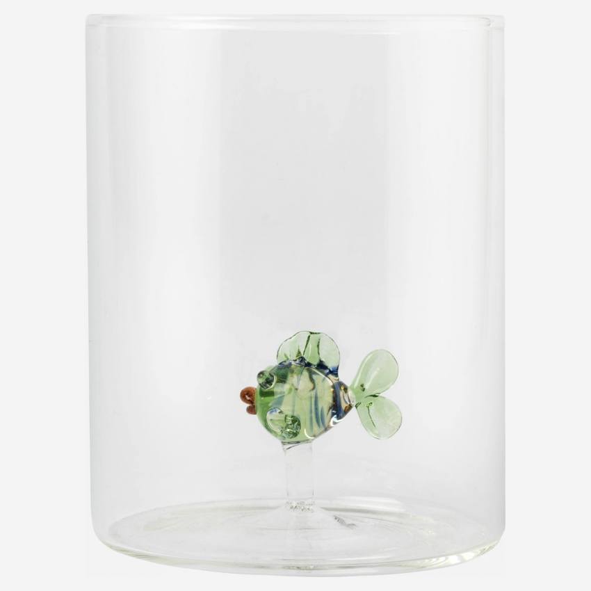 Vaso de vidrio con pez - Transparente