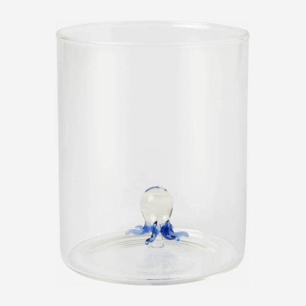 Vaso de vidrio con pulpo - Transparente