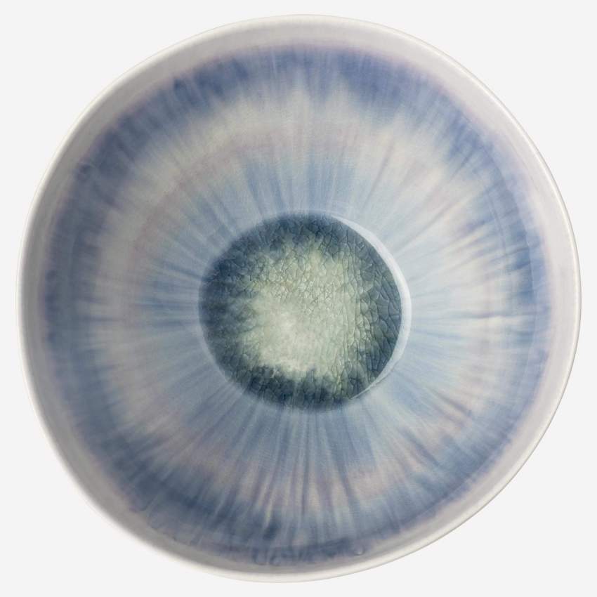 Saladier en grès - 27 cm - Blanc et bleu 