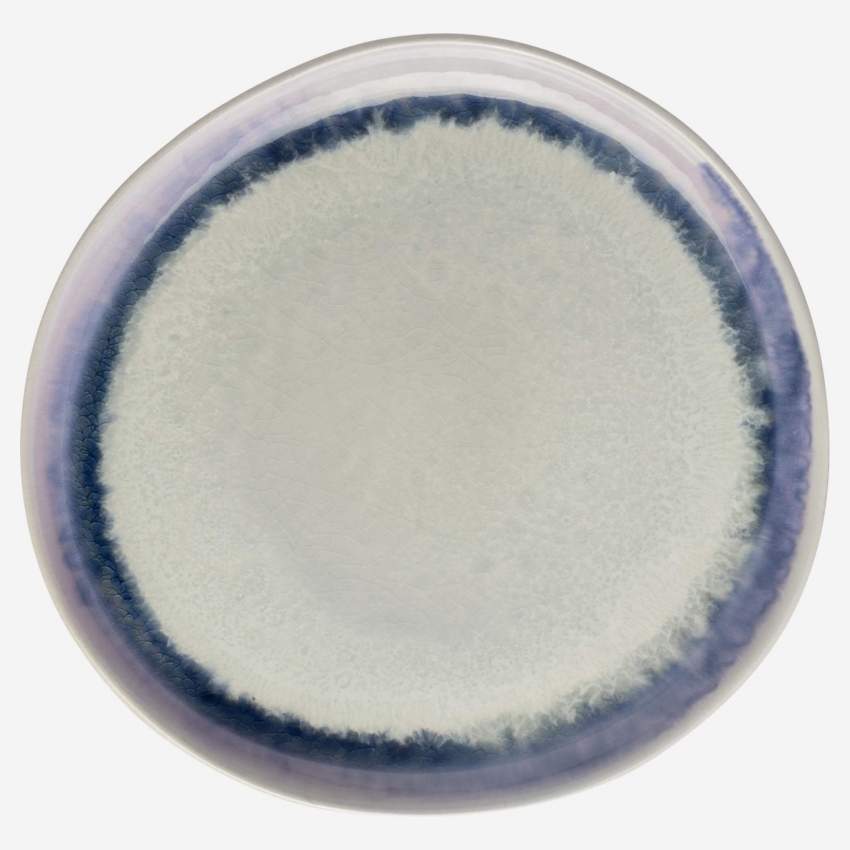 Dessertteller aus Steingut - 22 cm - Weiß & Blau