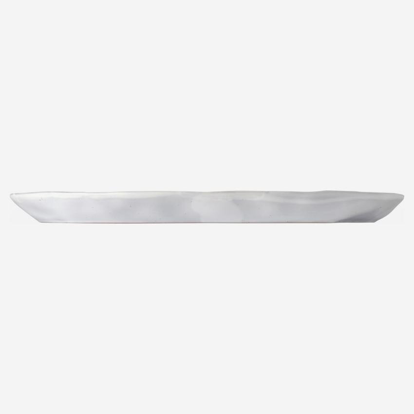Plat de service ovale en grès - 38,5 cm - Blanc