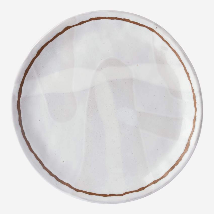 Plato de postre de gres - 22 cm - Blanco