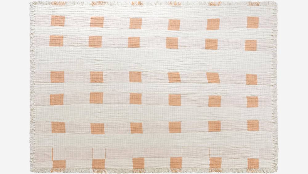 Plaid aus Baumwolle - 130 x 170 cm - Orange