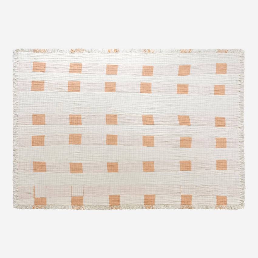 Plaid aus Baumwolle - 130 x 170 cm - Orange