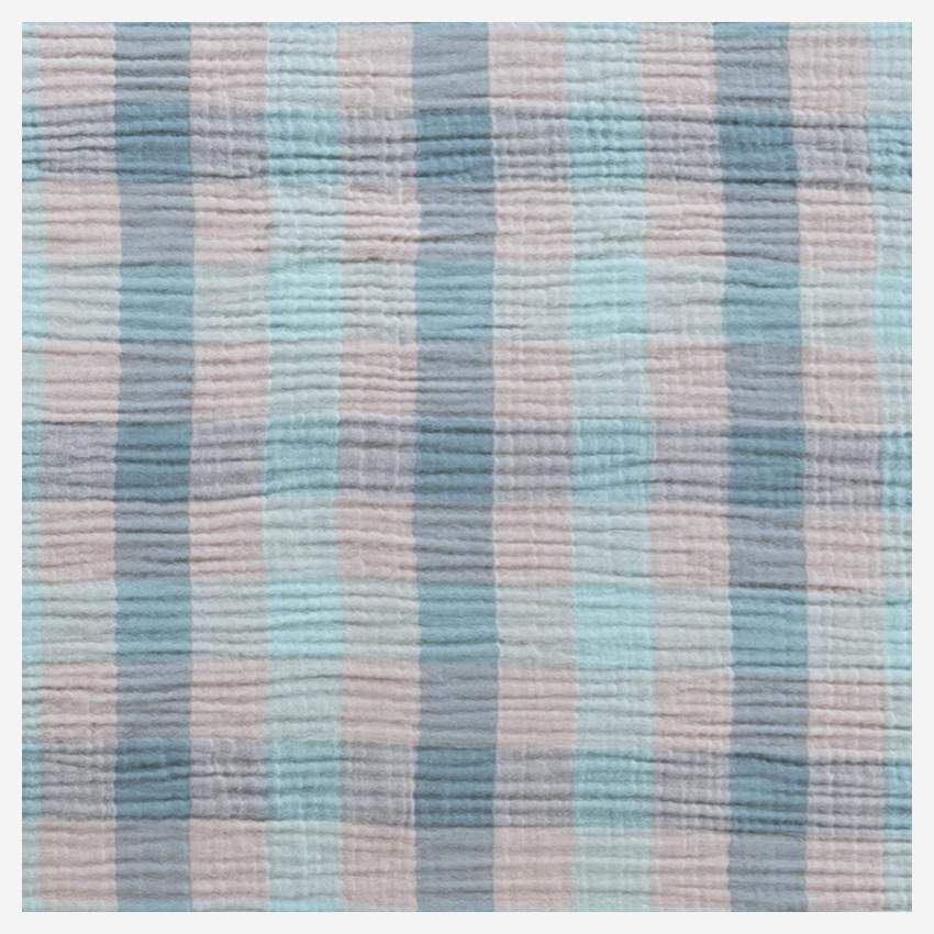 Manta em gaze de algodão - 130 x 170 cm - Azul e cinzento