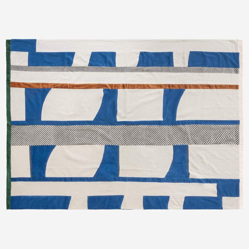 Plaid aus Samt - 130 x 170 cm - Blau
