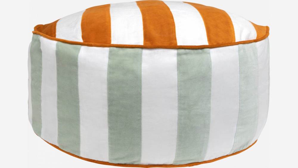 Almofada redonda de chão em linho - 60 cm - Cor de laranja