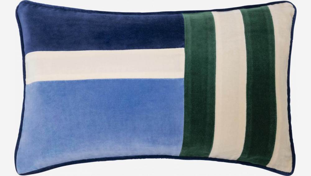 Cojín de Terciopelo - 30 x 50 cm - Azul