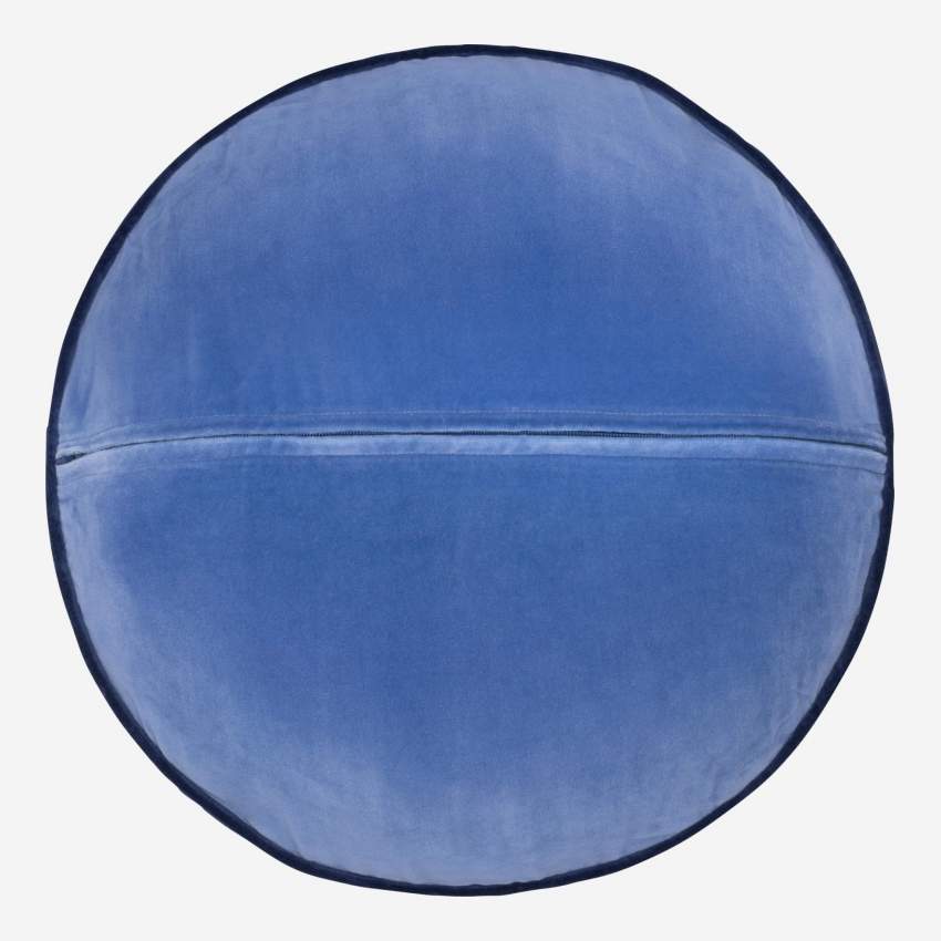 Coussin rond en velours - 40 cm - Bleu