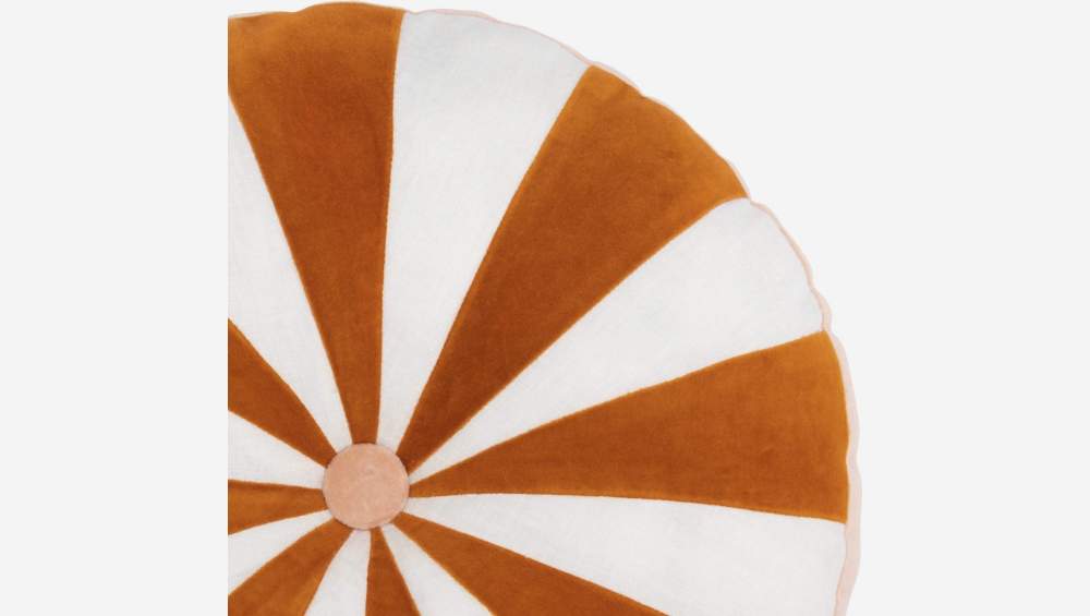Almofada redonda em veludo - 30 cm - Cor de laranja - Design by F. Jacques