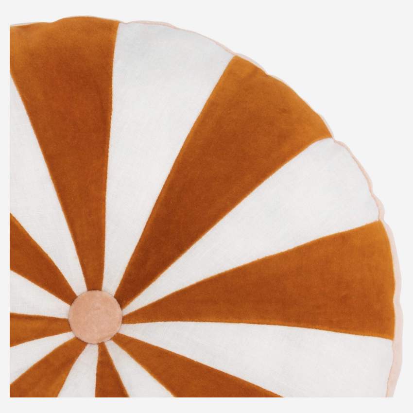 Coussin rond en velours - 30 cm - Orange - Design by Floriane Jacques