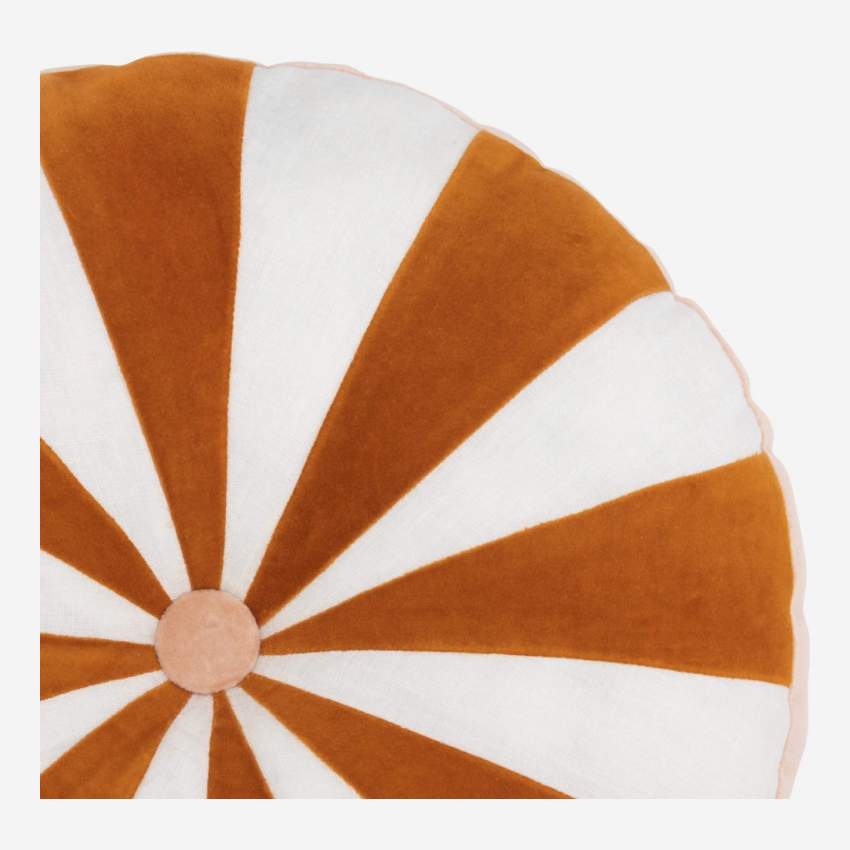 Cojín redondo de terciopelo - 30 cm - Naranja - Design by F. Jacques
