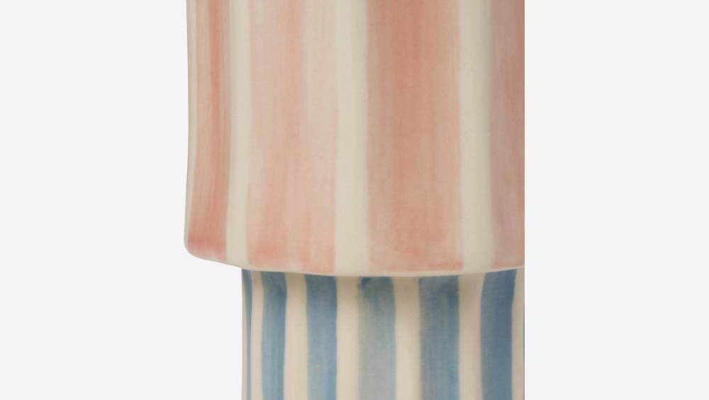 Jarrón de gres - 8 x 16 cm - Azul y rosa